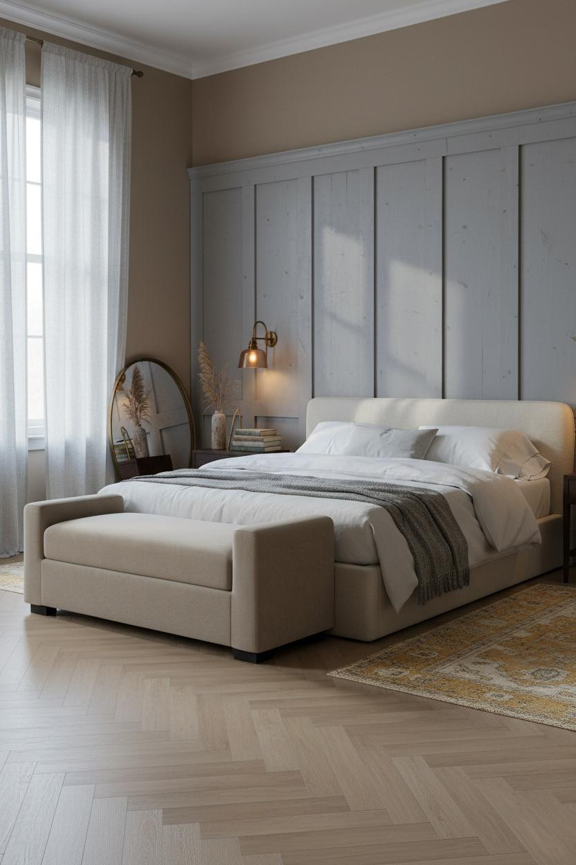 Modern Vintage Bedroom Board Batten Linen