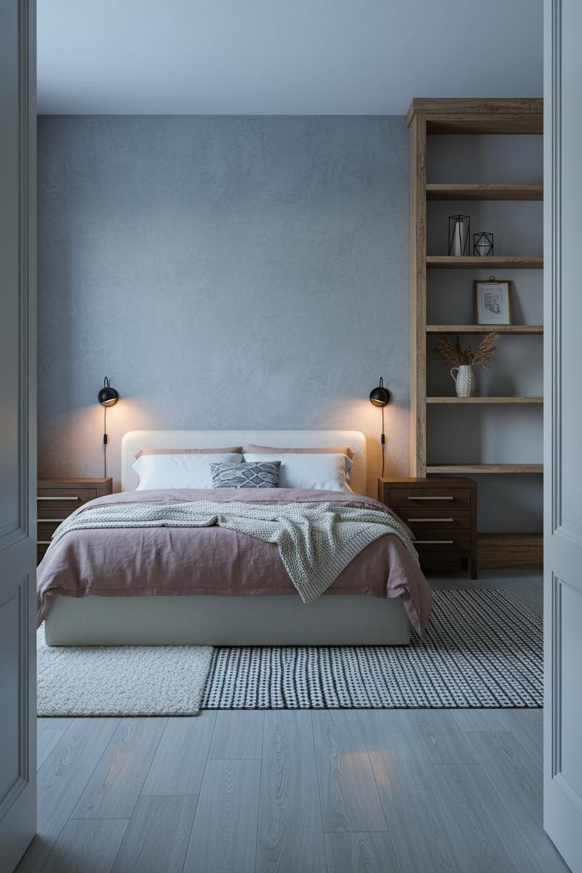 Modern Vintage Bedroom Parisian Shelving