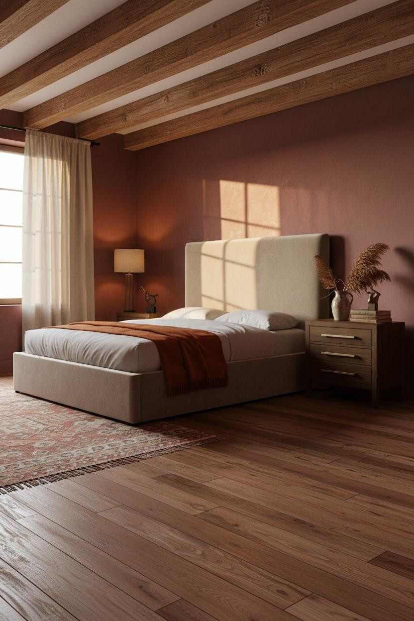 Modern Vintage Bedroom Provencal Farmhouse Exposed Beams