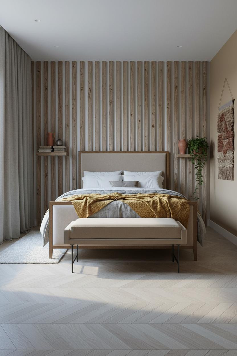 Modern Vintage Bedroom Weathered Wood Walls