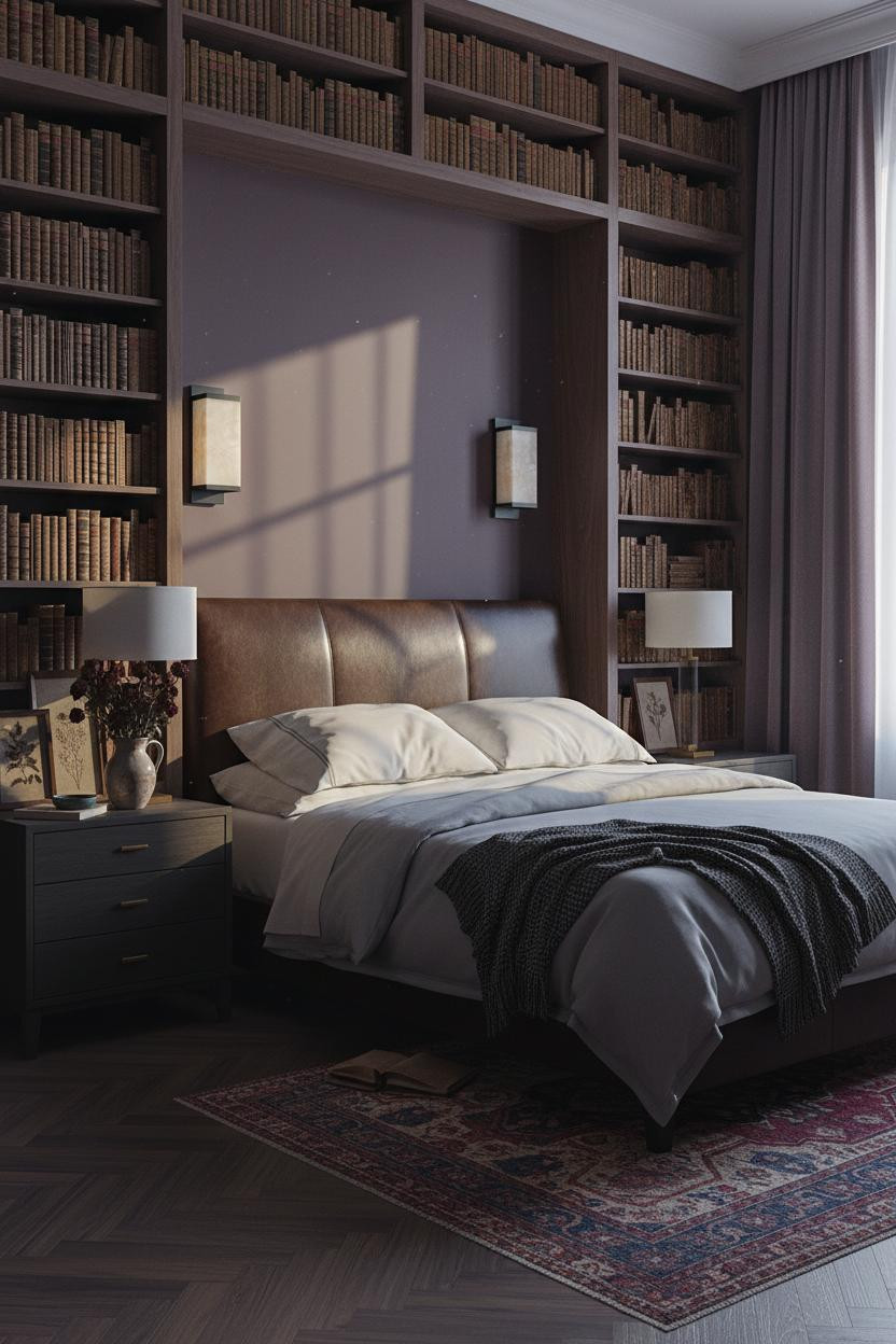 Moody Vintage Bedroom Dark Academia Bookshelves