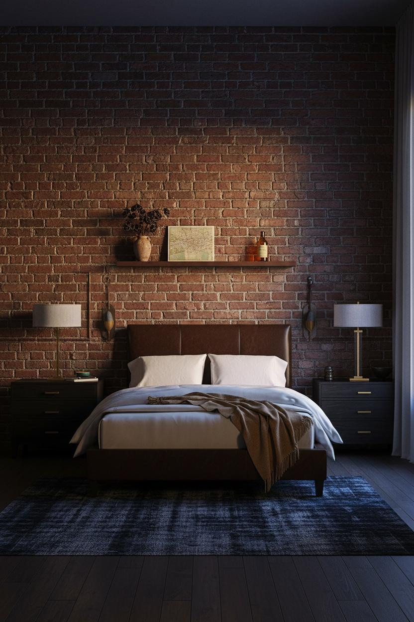 Moody Vintage Bedroom Dark Brick Victorian