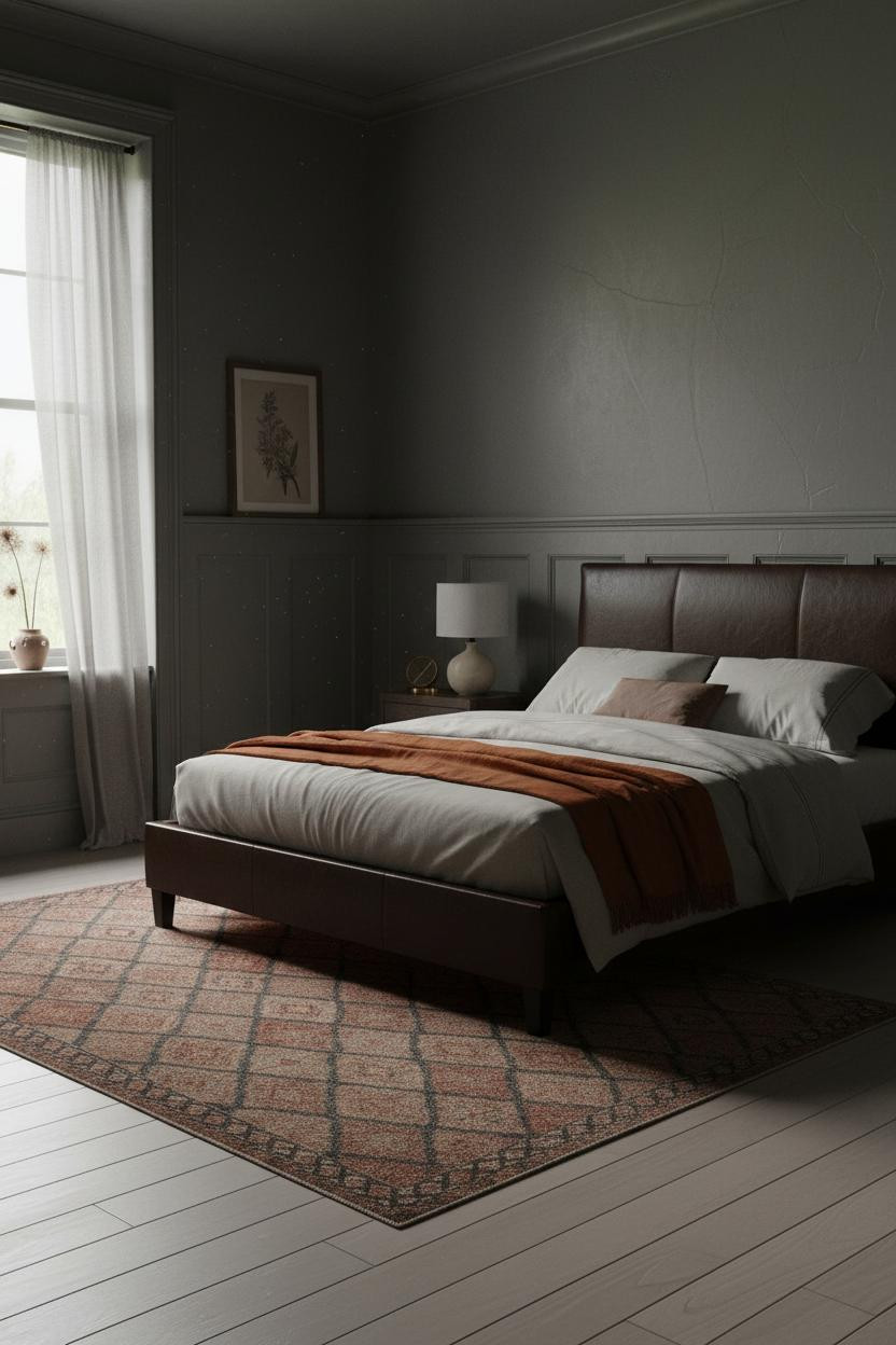 Moody Vintage Bedroom Dark Edwardian Wainscoting