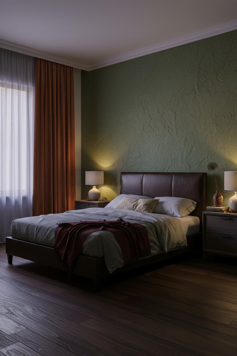 Moody Vintage Bedroom Dark Green Forest Green Plaster