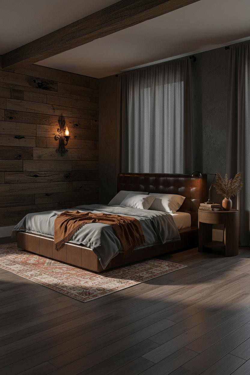Moody Western Bedroom Gothic Reclaimed Wood