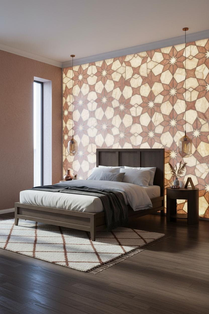 Moroccan Bedroom Geometric Alabaster Tiles