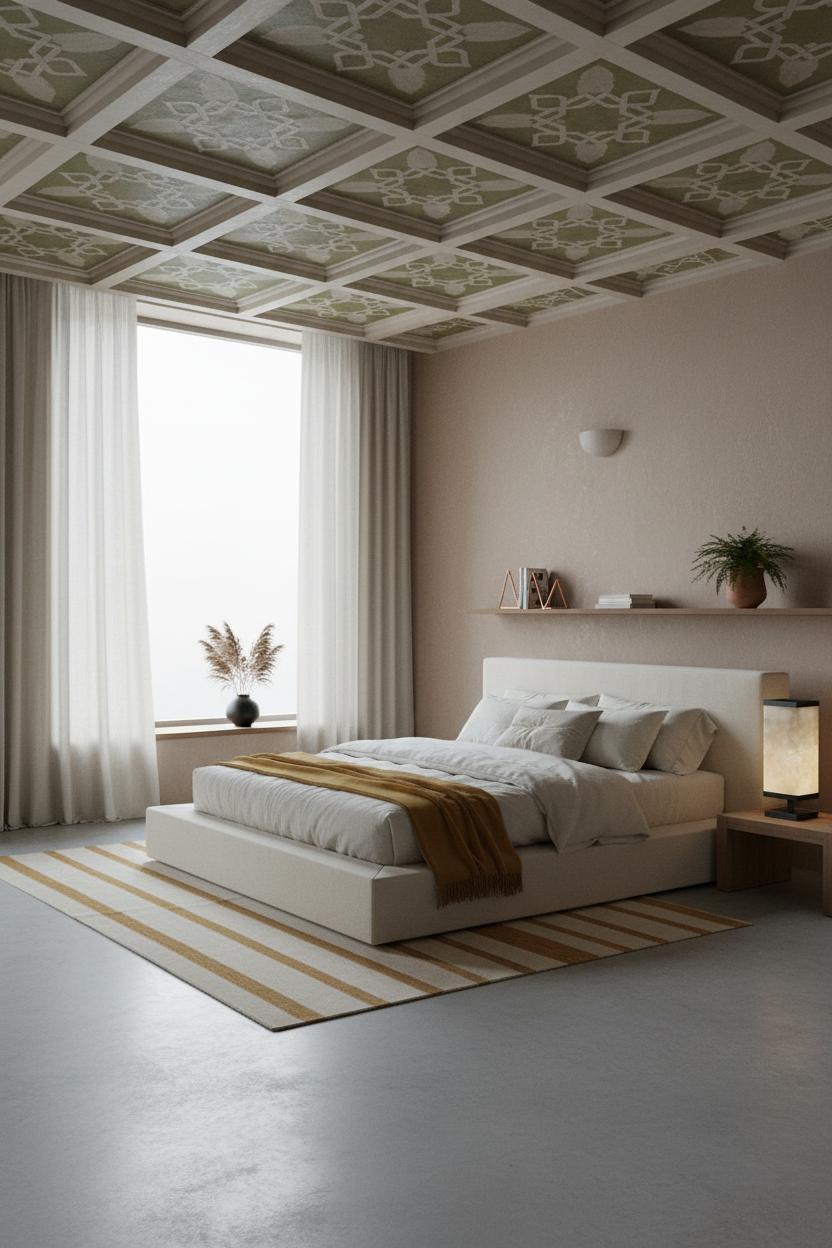 Moroccan Bedroom Geometric Ceiling Design