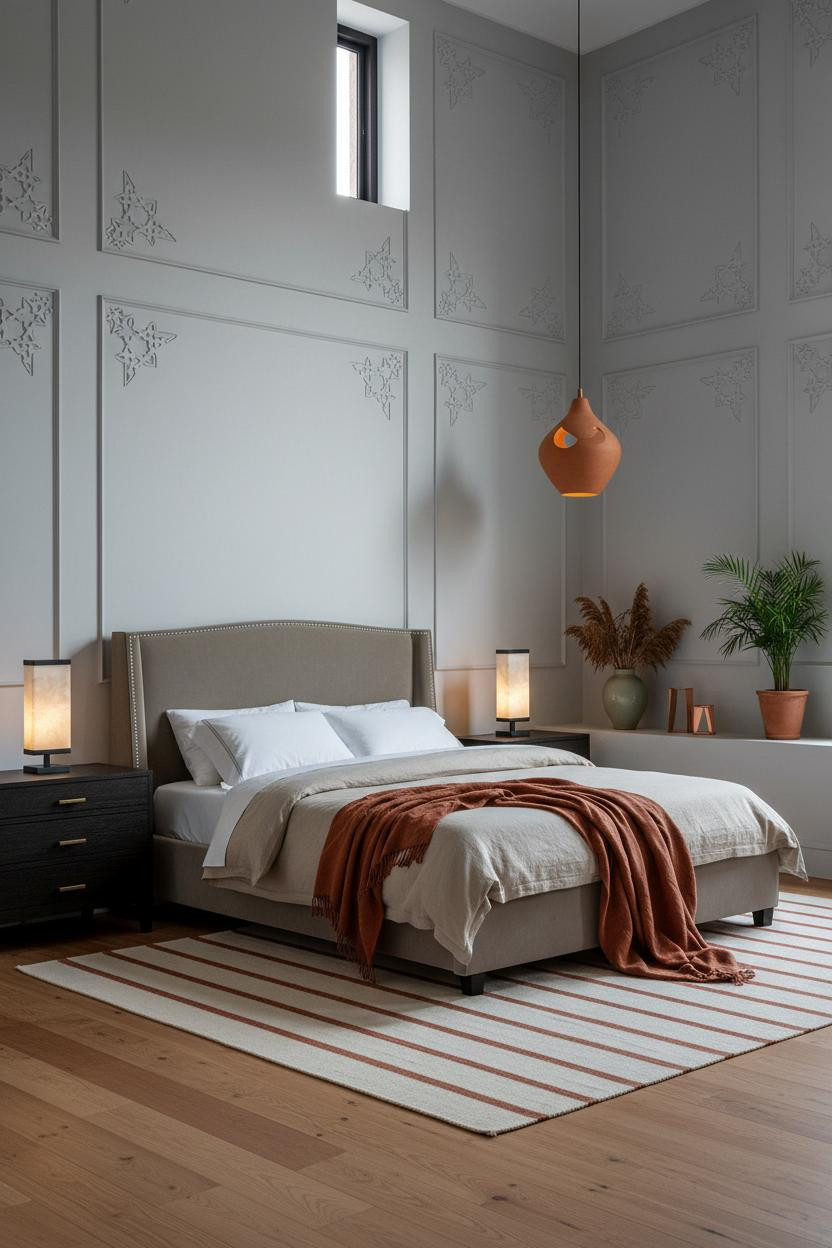 Moroccan Bedroom Geometric Plaster Walls