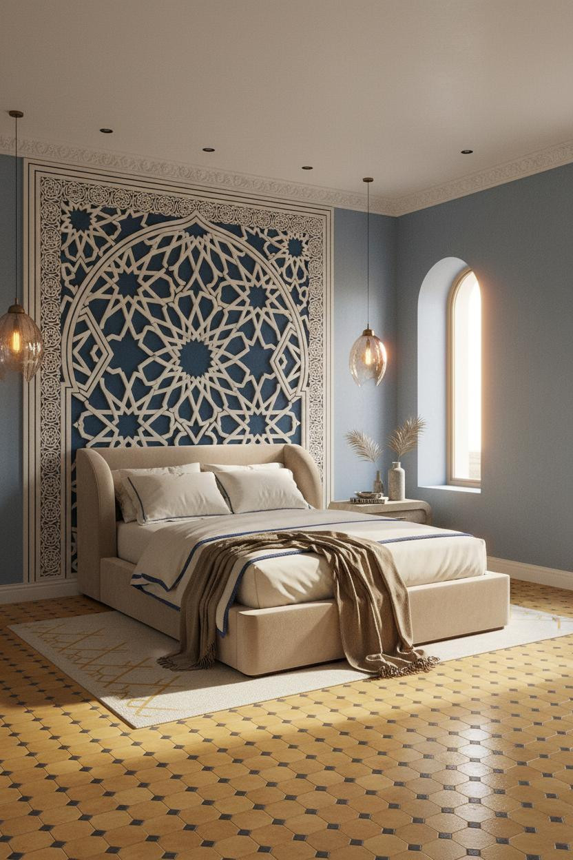Moroccan Bedroom Geometric Plasterwork
