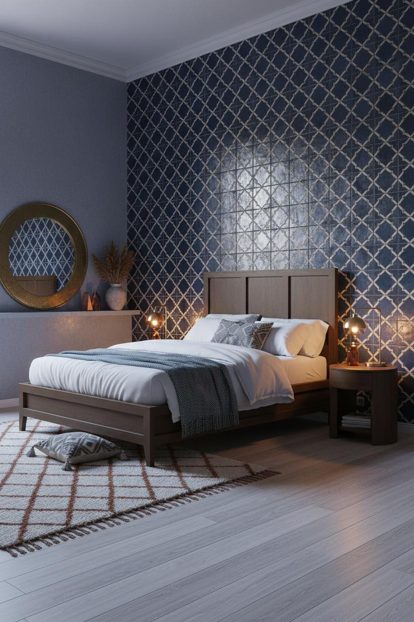 Moroccan Bedroom Geometric Tile Wall