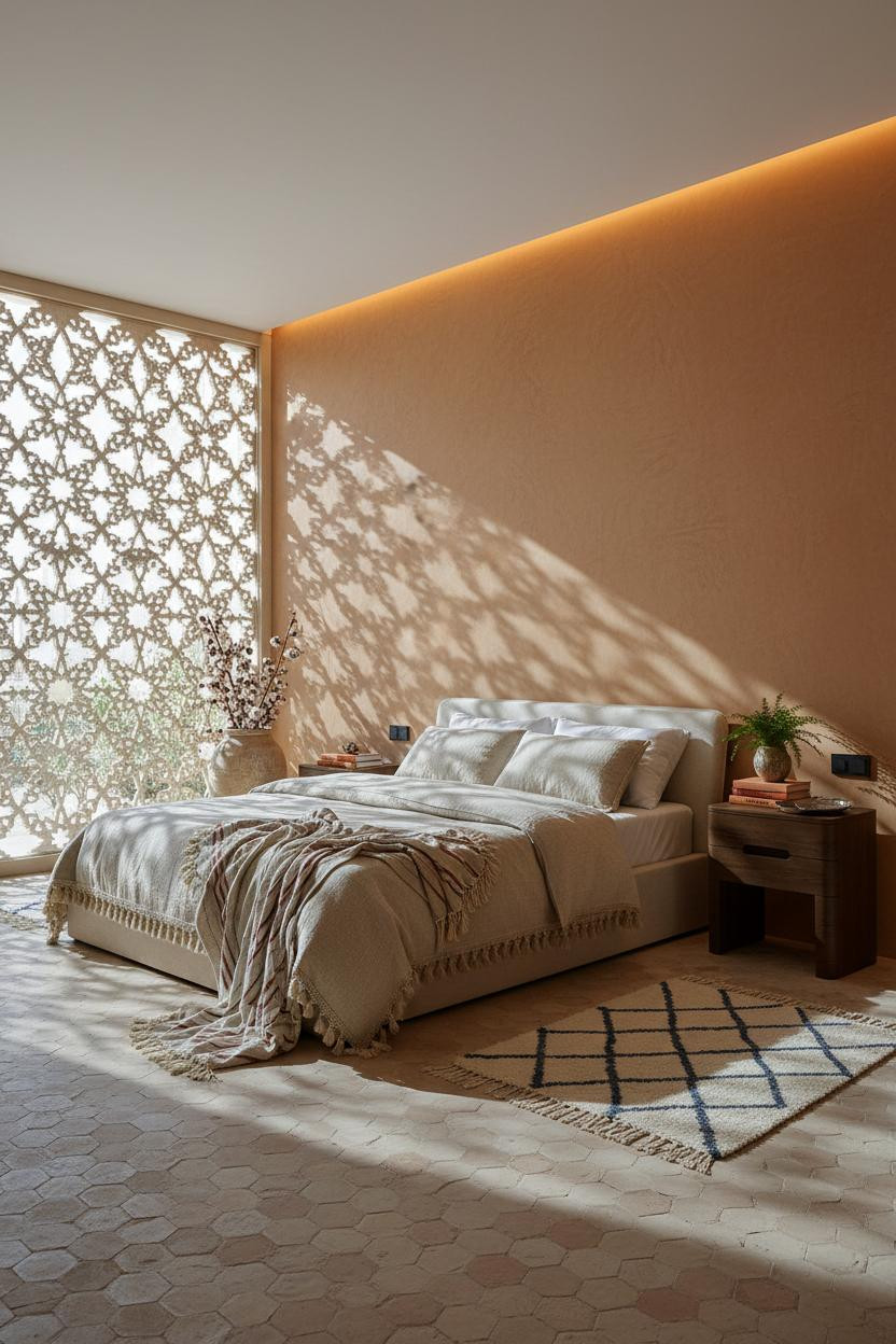 Moroccan Bedroom Jali Screen Coastal
