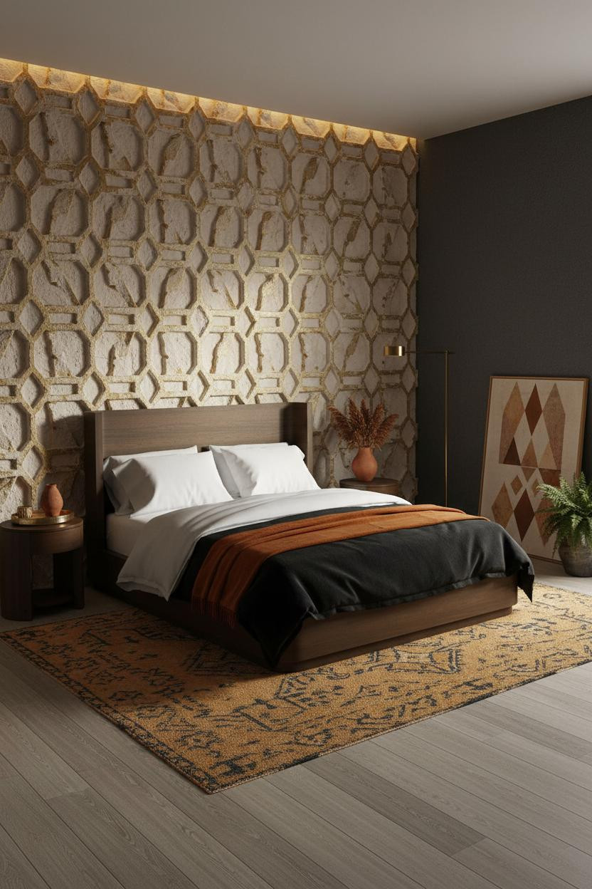 Moroccan Bedroom Muqarnas Stucco Headwall