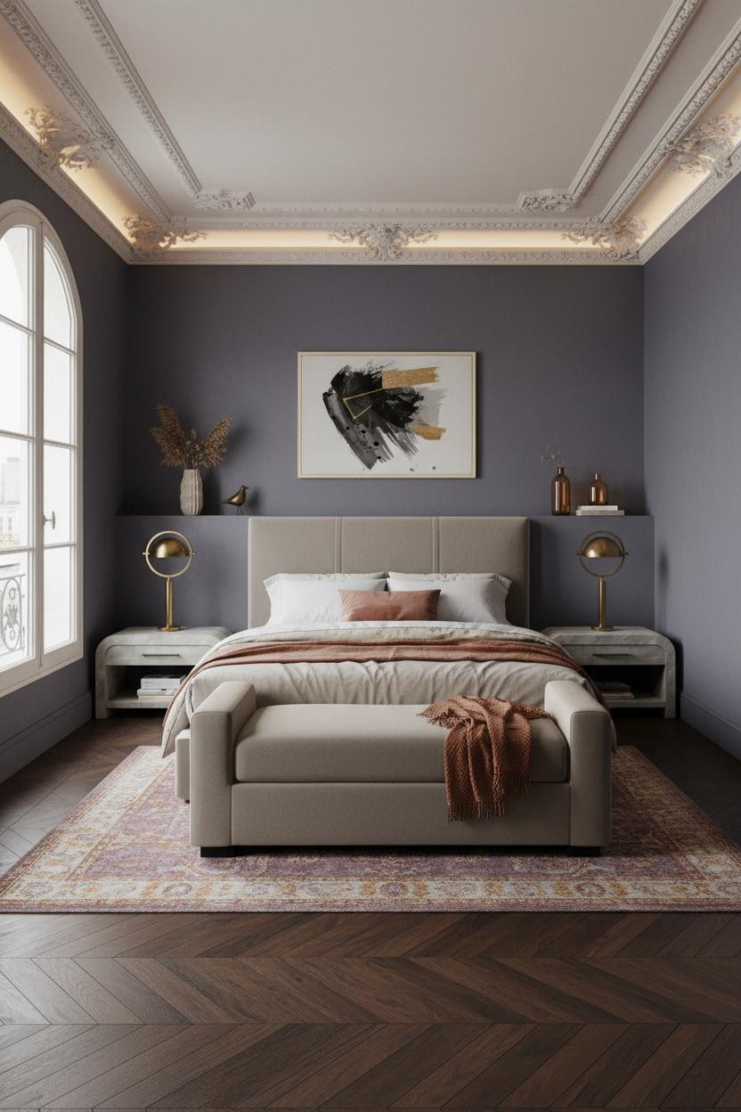 Parisian Bedroom Indigo Molding Botanical