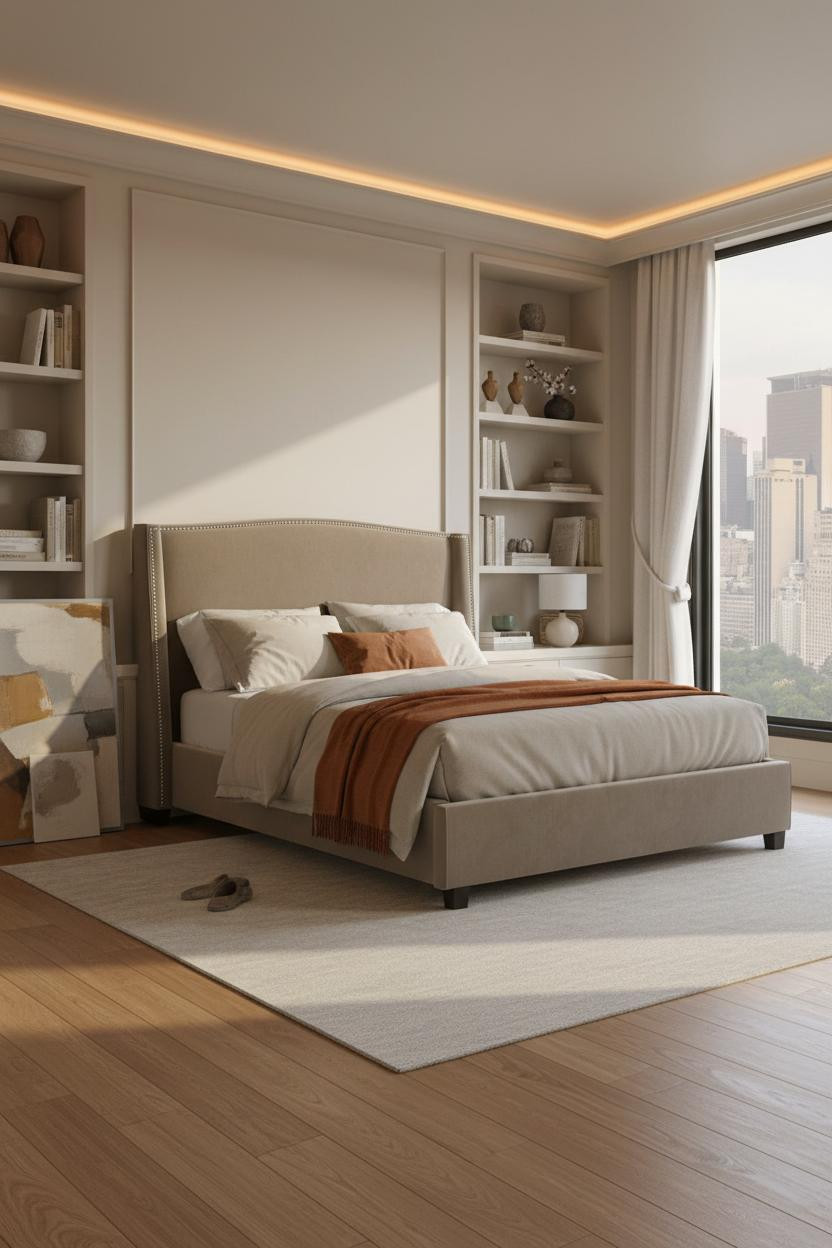 Parisian Modern Bedroom Built In Shelves