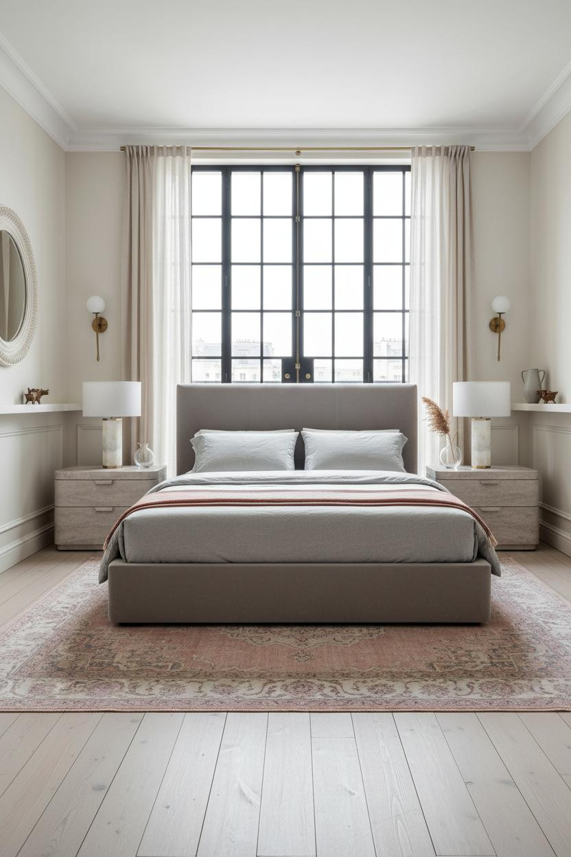 Parisian Modern Bedroom French Doors Aesthetic
