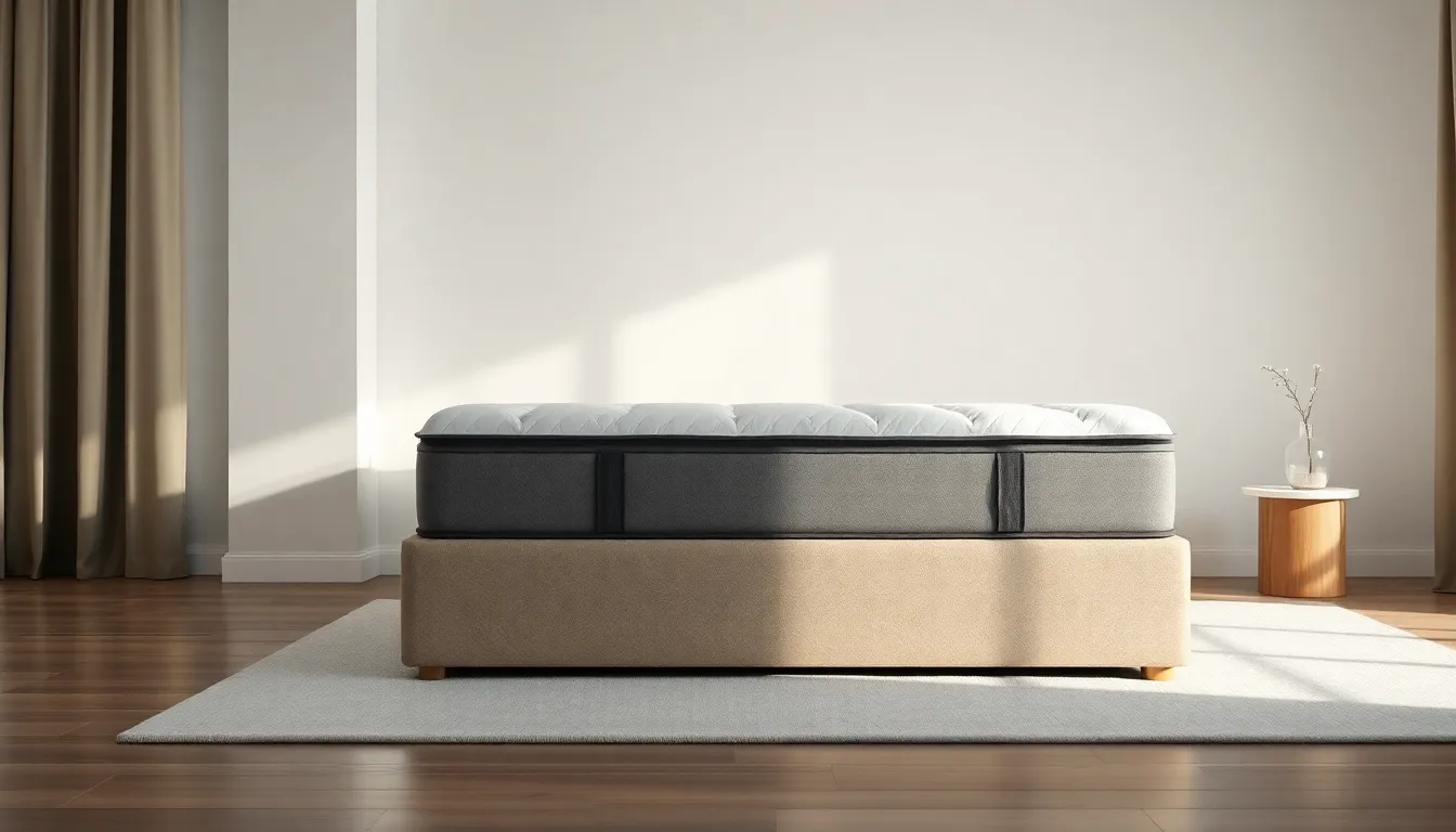 Queen mattress on box spring foundation in modern bedroom