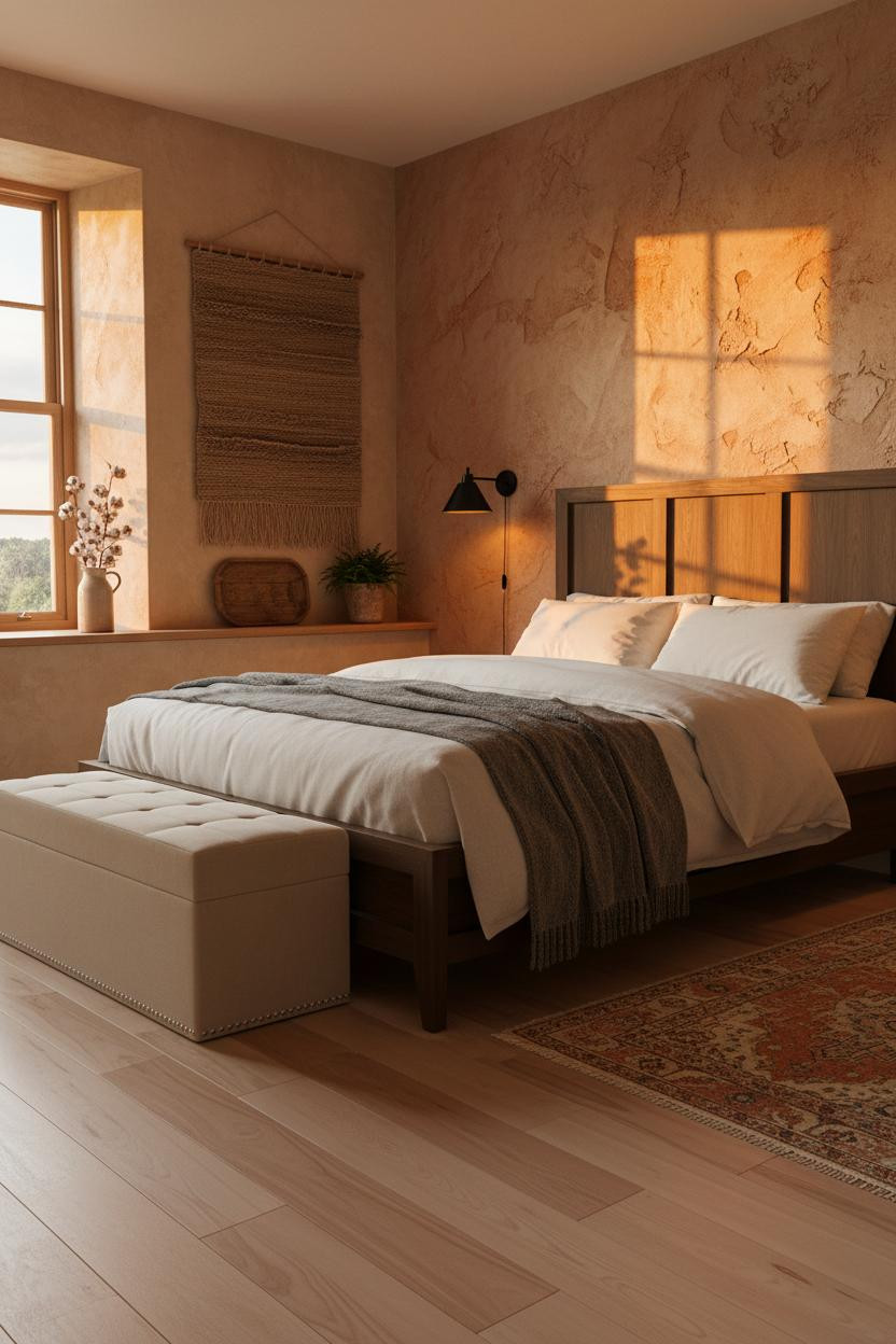 Rustic Bedroom Farmhouse Plaster Walls