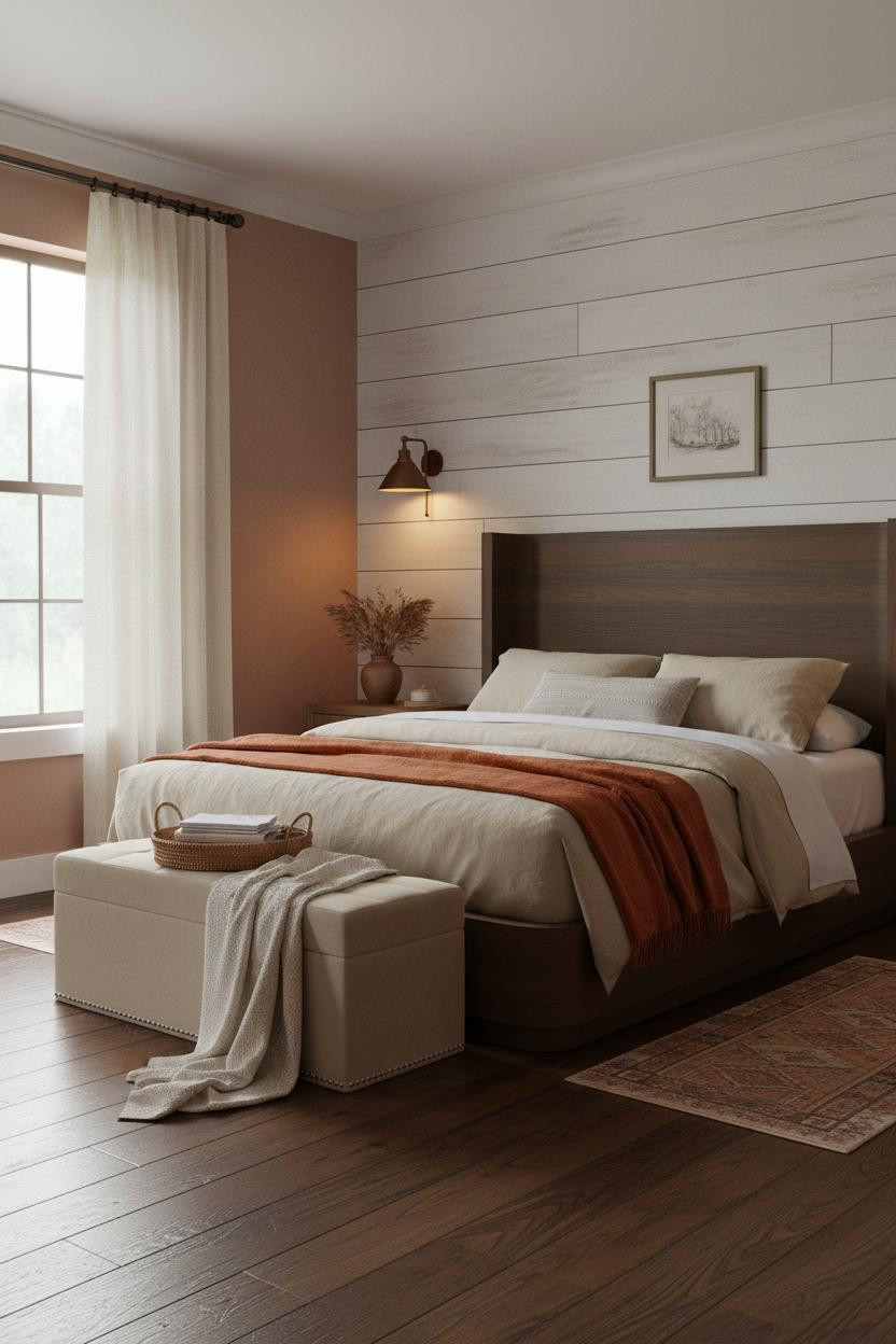 Rustic Bedroom Farmhouse Shiplap Walnut