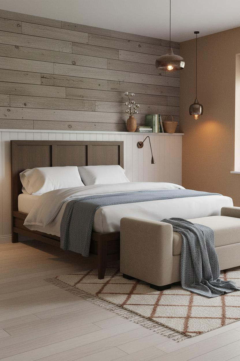 Rustic Bedroom Wainscoting Farmhouse Design