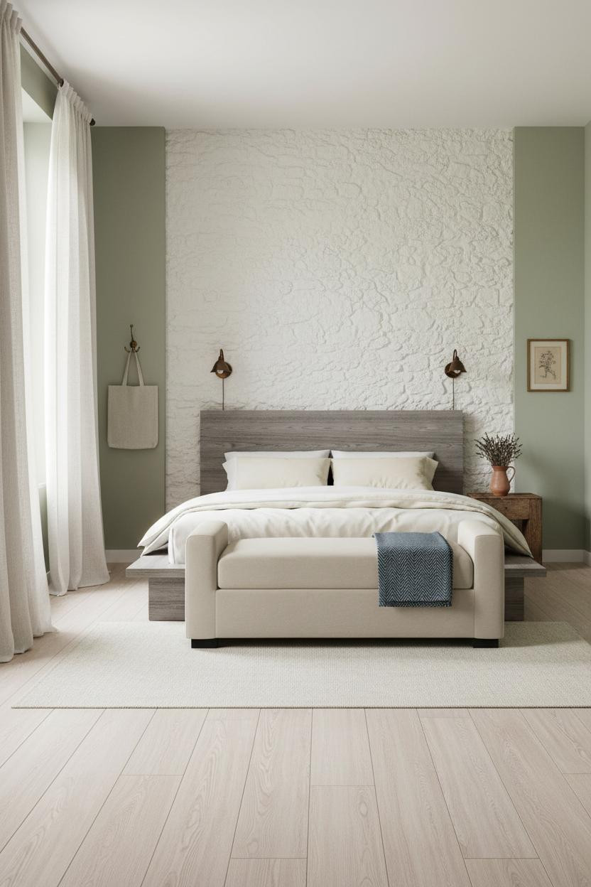 Rustic Bedroom Whitewashed Stone Farmhouse