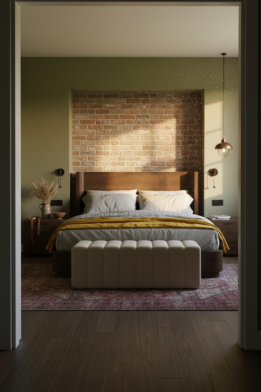 Rustic Chic Bedroom Brick Niche Farmhouse Decor