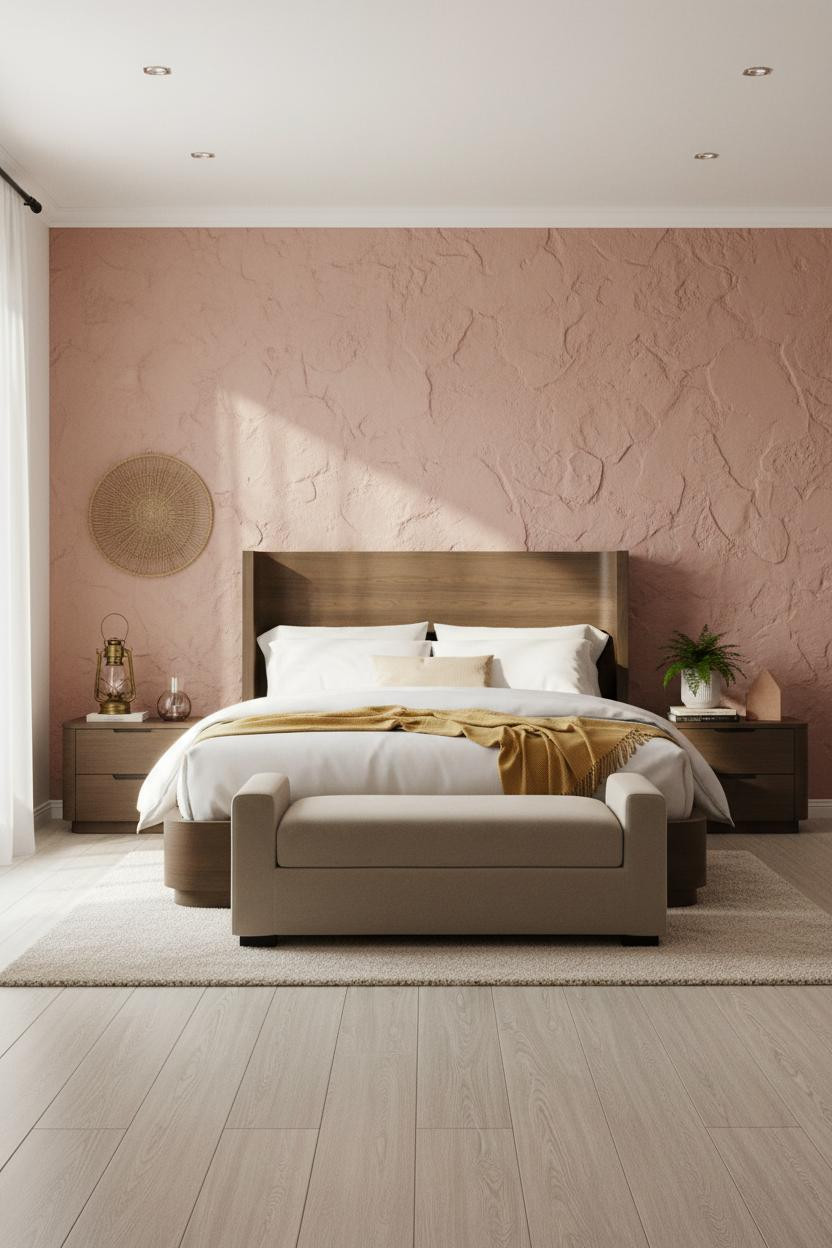 Rustic Chic Bedroom Dusty Rose Plaster