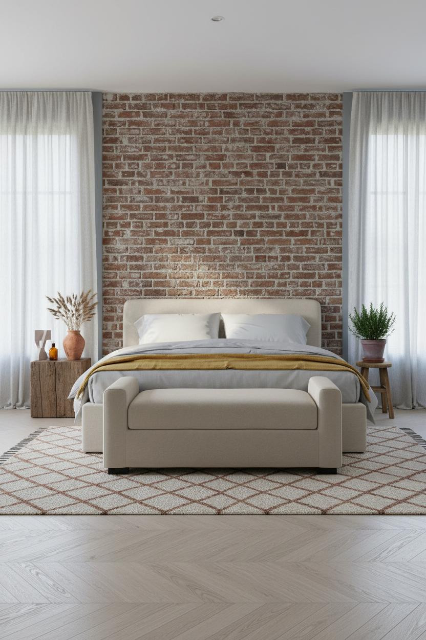 Rustic Chic Bedroom Exposed Brick Farmhouse