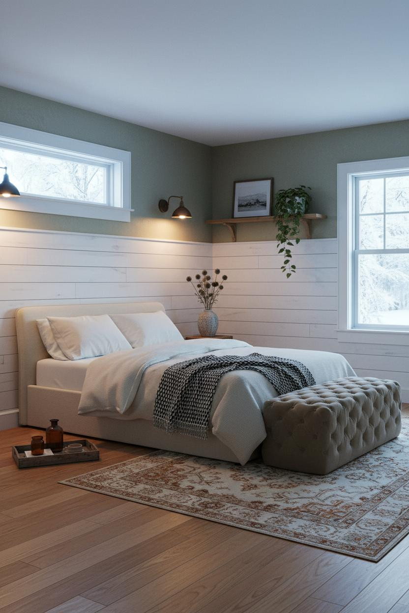 Rustic Chic Bedroom Farmhouse Wainscoting