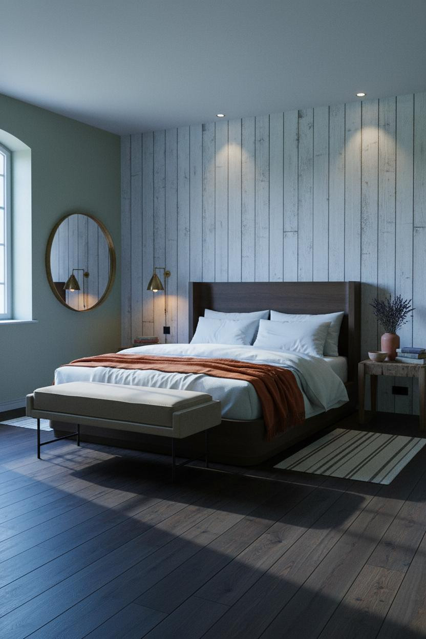 Rustic Chic Bedroom Farmhouse Whitewashed Batten