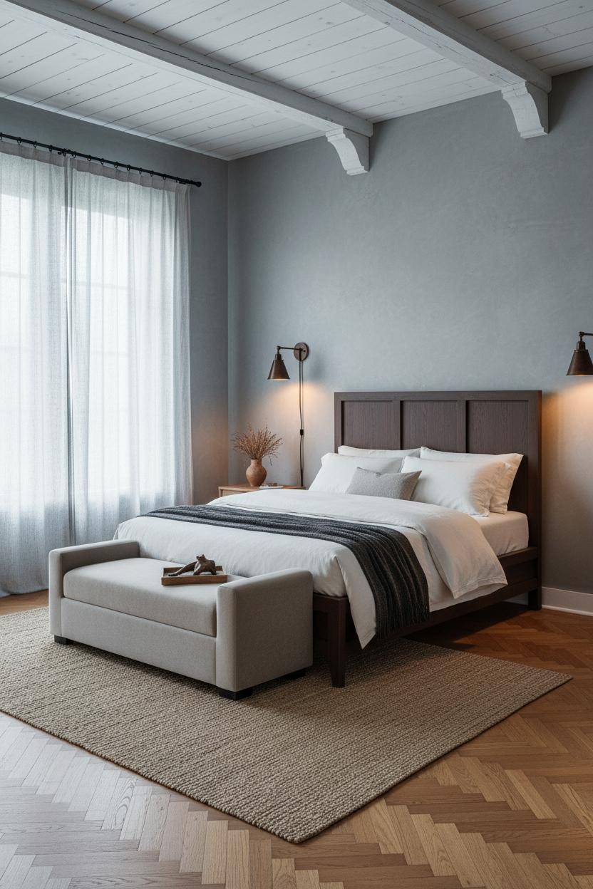 Rustic Chic Bedroom Tuscan Whitewashed Ceiling