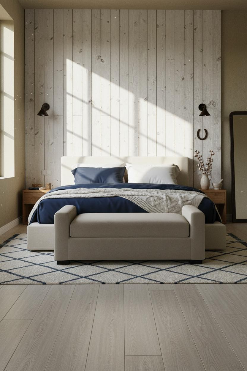 Rustic Chic Bedroom Whitewashed Wood Farmhouse