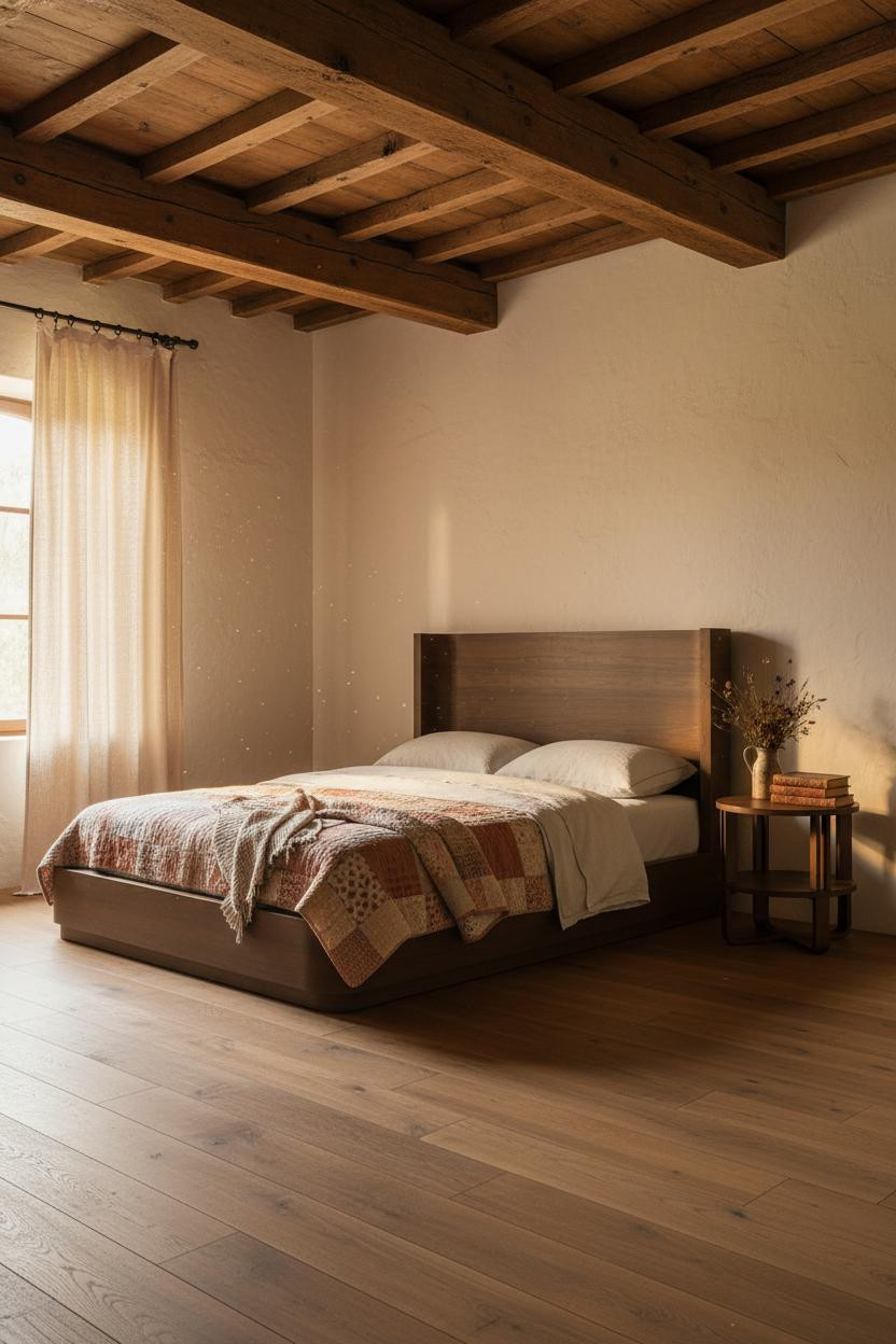 Rustic Cottage Bedroom Exposed Beams Vintage