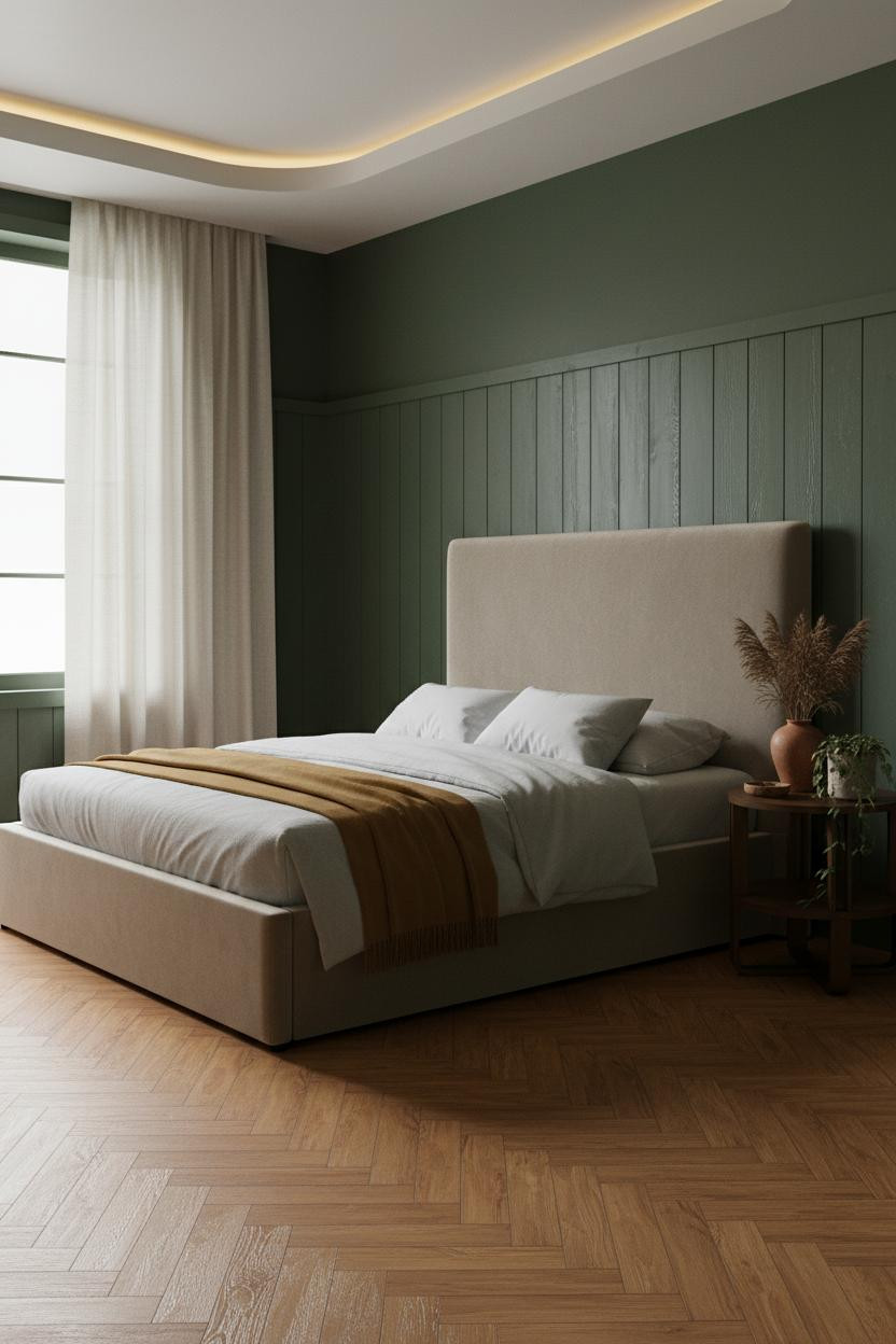 Rustic Cottage Bedroom Moss Green Walls