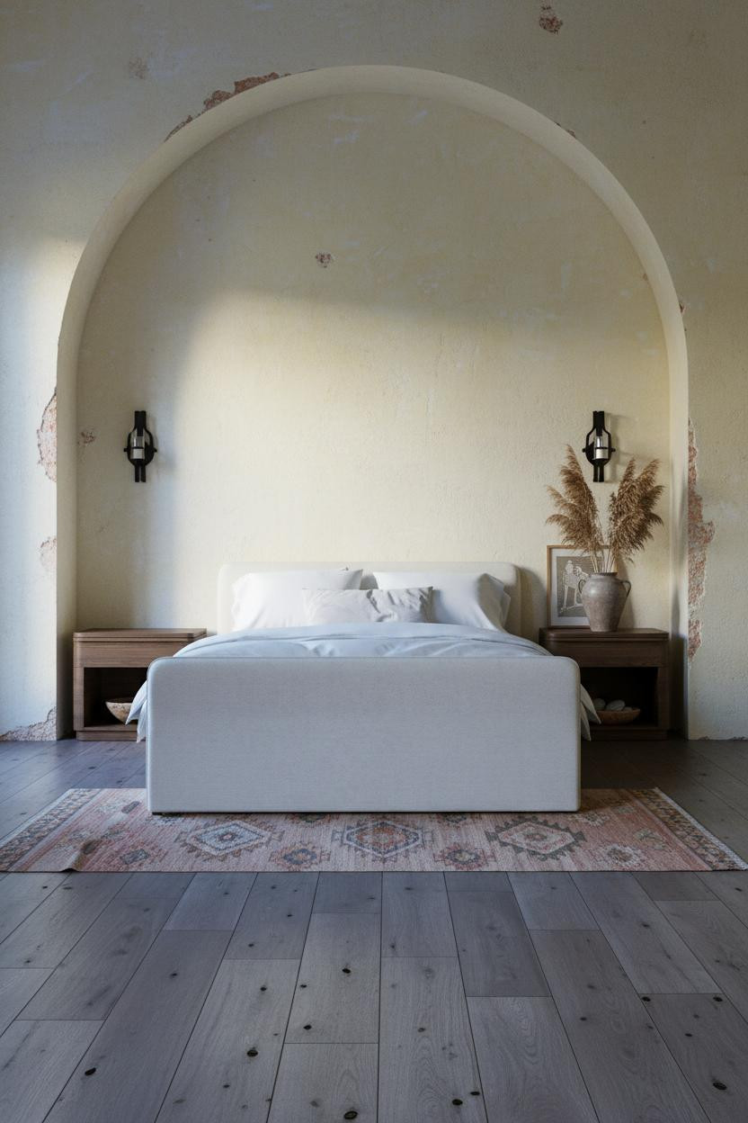 Rustic Cottage Bedroom Tuscan Arch Alcove