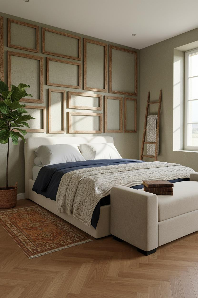 Rustic Farmhouse Bedroom Gallery Wall Morning Light