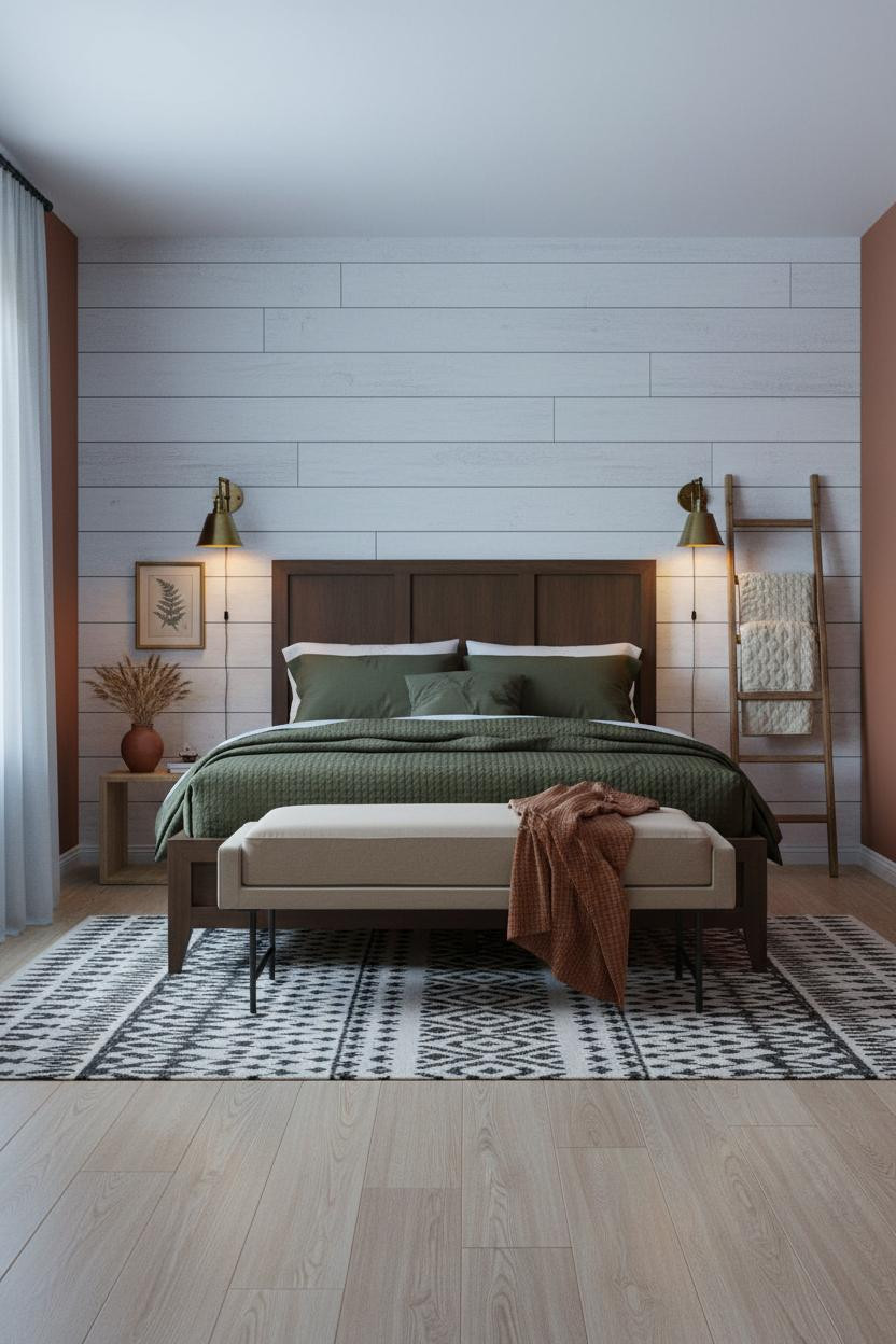 Rustic Farmhouse Bedroom Shiplap Sconces