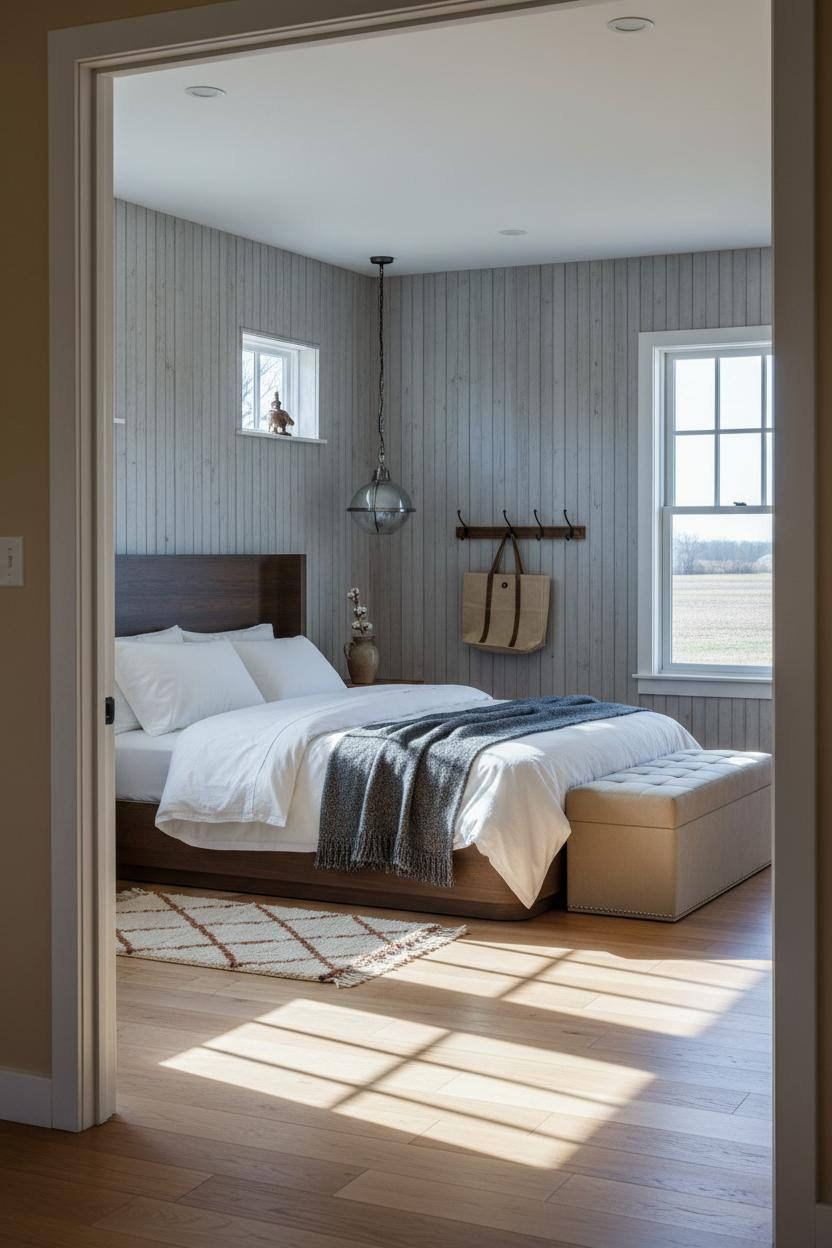 Rustic Farmhouse Bedroom Shiplap Windows