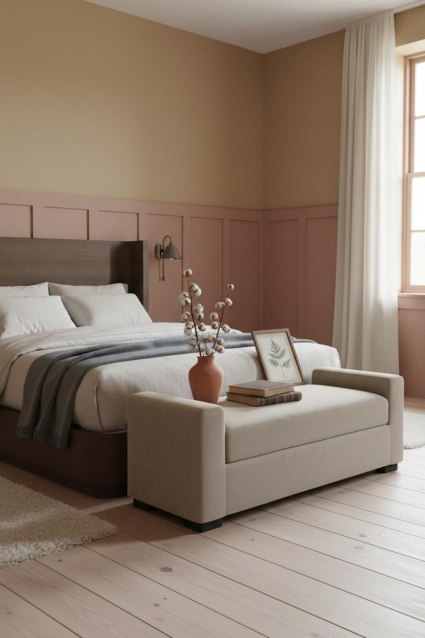 Rustic Farmhouse Bedroom Wainscoting Linen