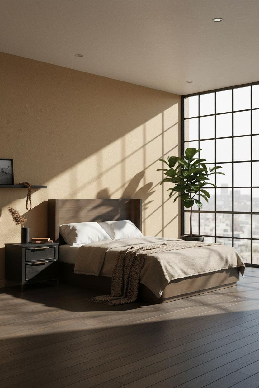 Rustic Industrial Bedroom Steel Window