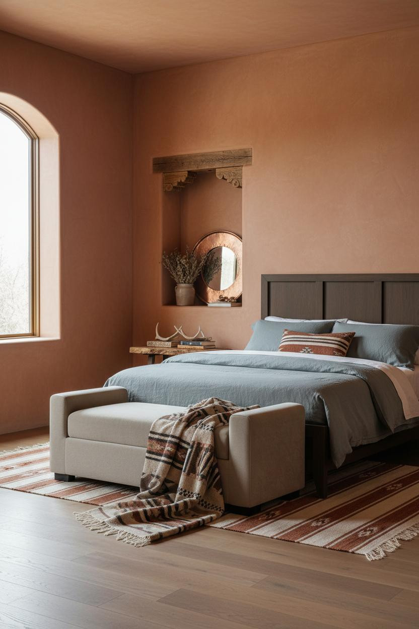 Rustic Western Bedroom Adobe Corbels