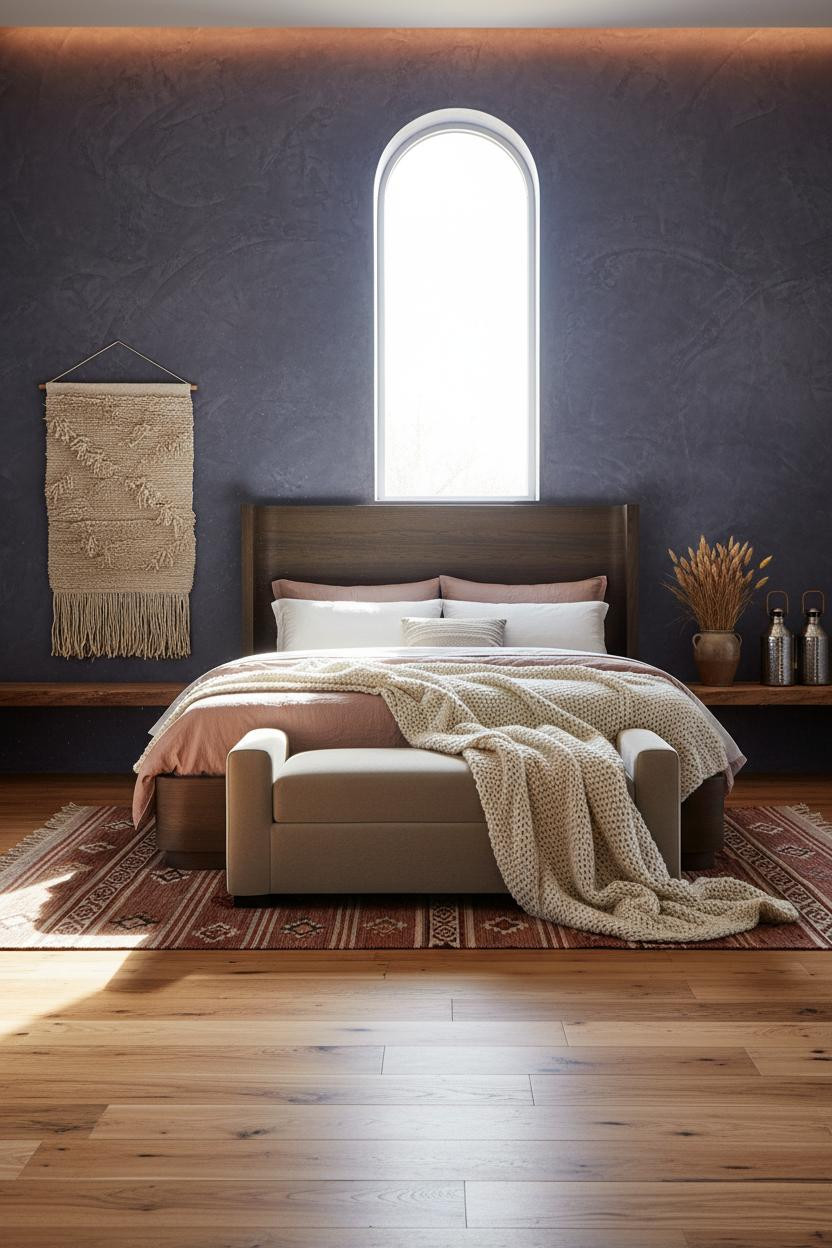 Rustic Western Bedroom Indigo Plaster