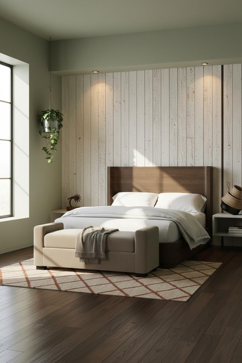 Rustic Western Bedroom Whitewashed Shiplap