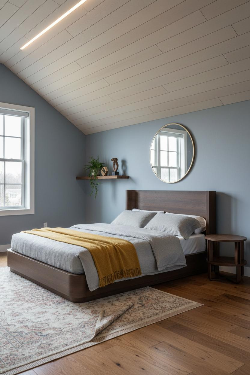 Sage Green Farmhouse Attic Bedroom Dormer