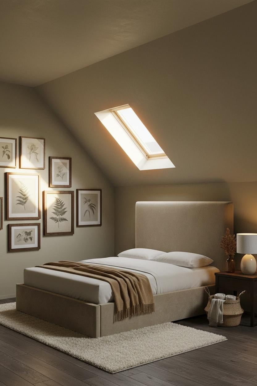 Sage Green Farmhouse Attic Bedroom Gallery Wall