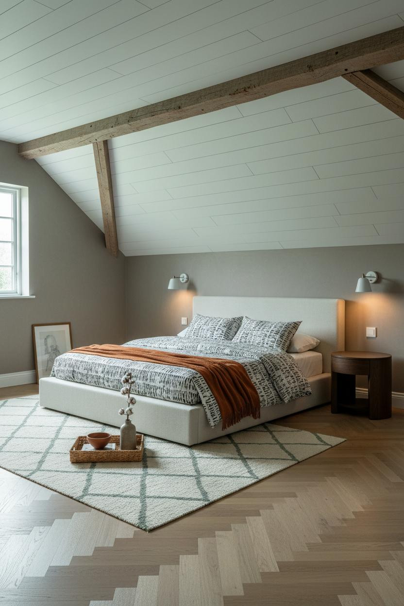 Sage Green Farmhouse Attic Bedroom Shiplap