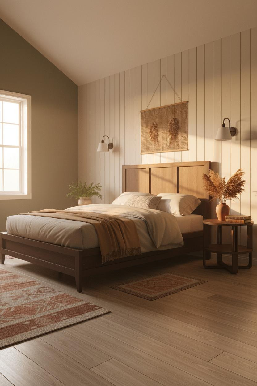 Sage Green Farmhouse Bedroom Attic Dormer
