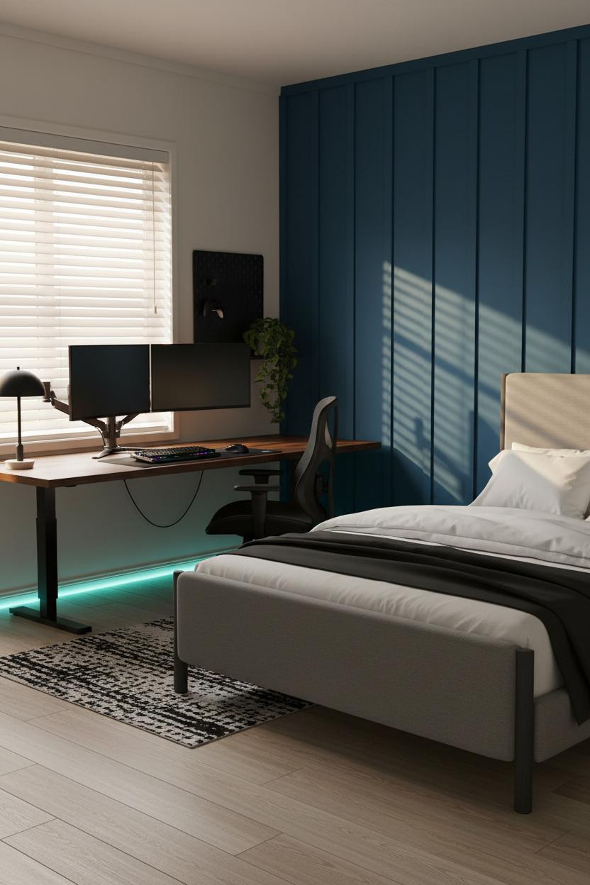 Small Gaming Bedroom Cobalt RGB Desk