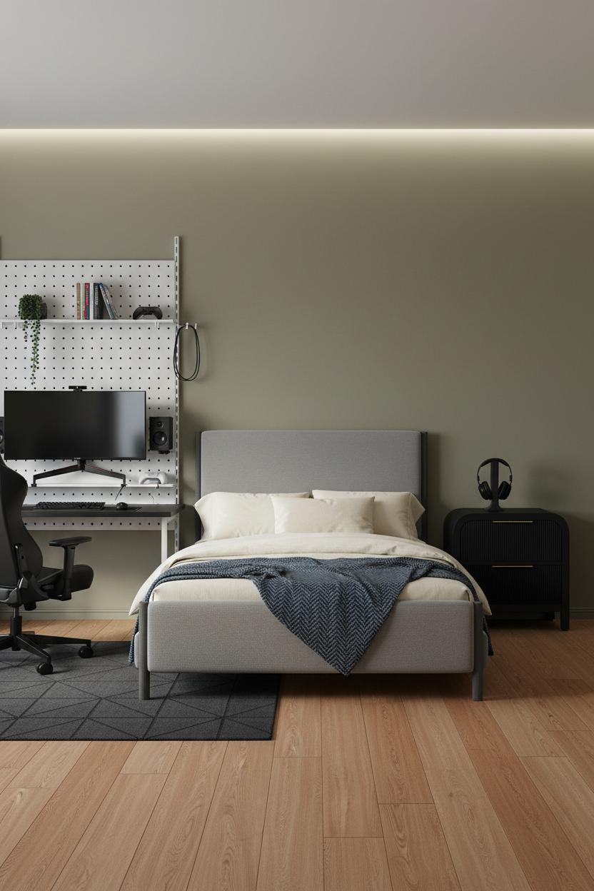 Small Gaming Bedroom Compact Desk Setup