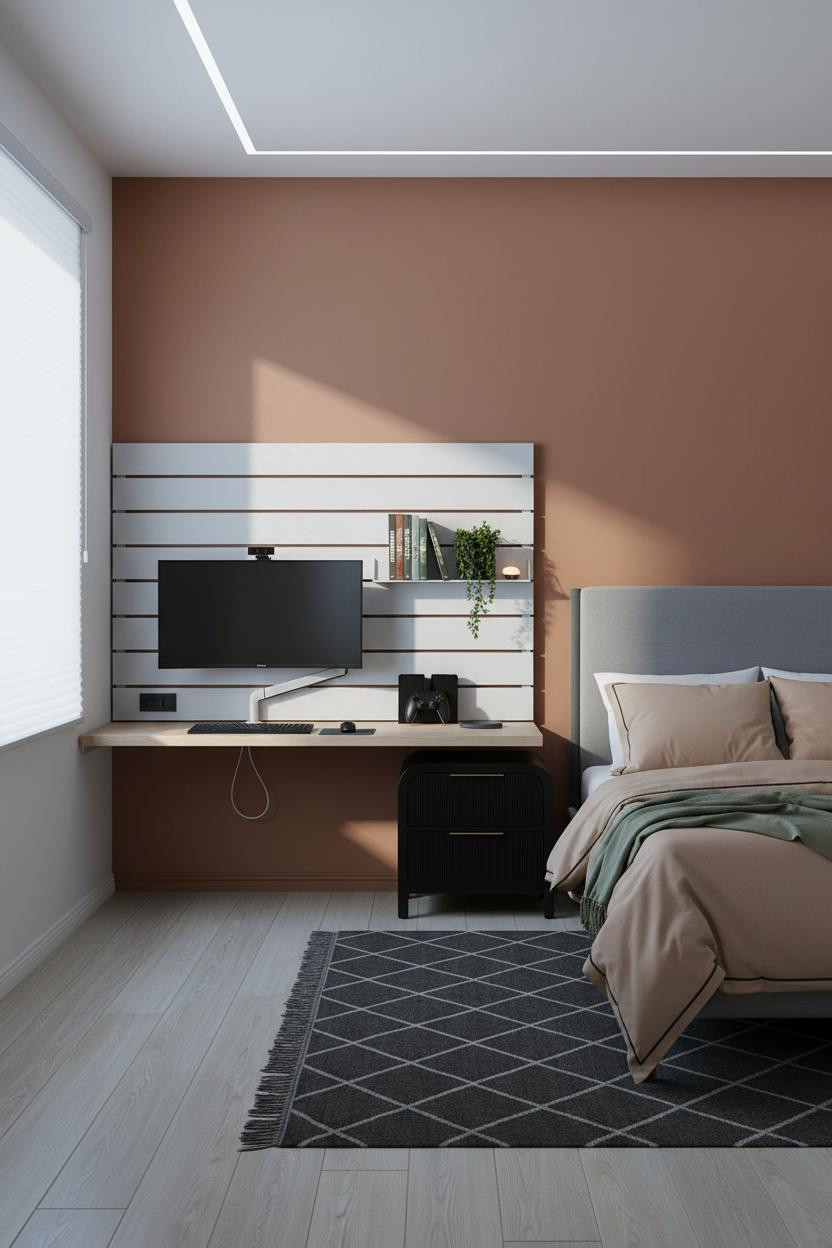 Small Gaming Bedroom Desk Setup