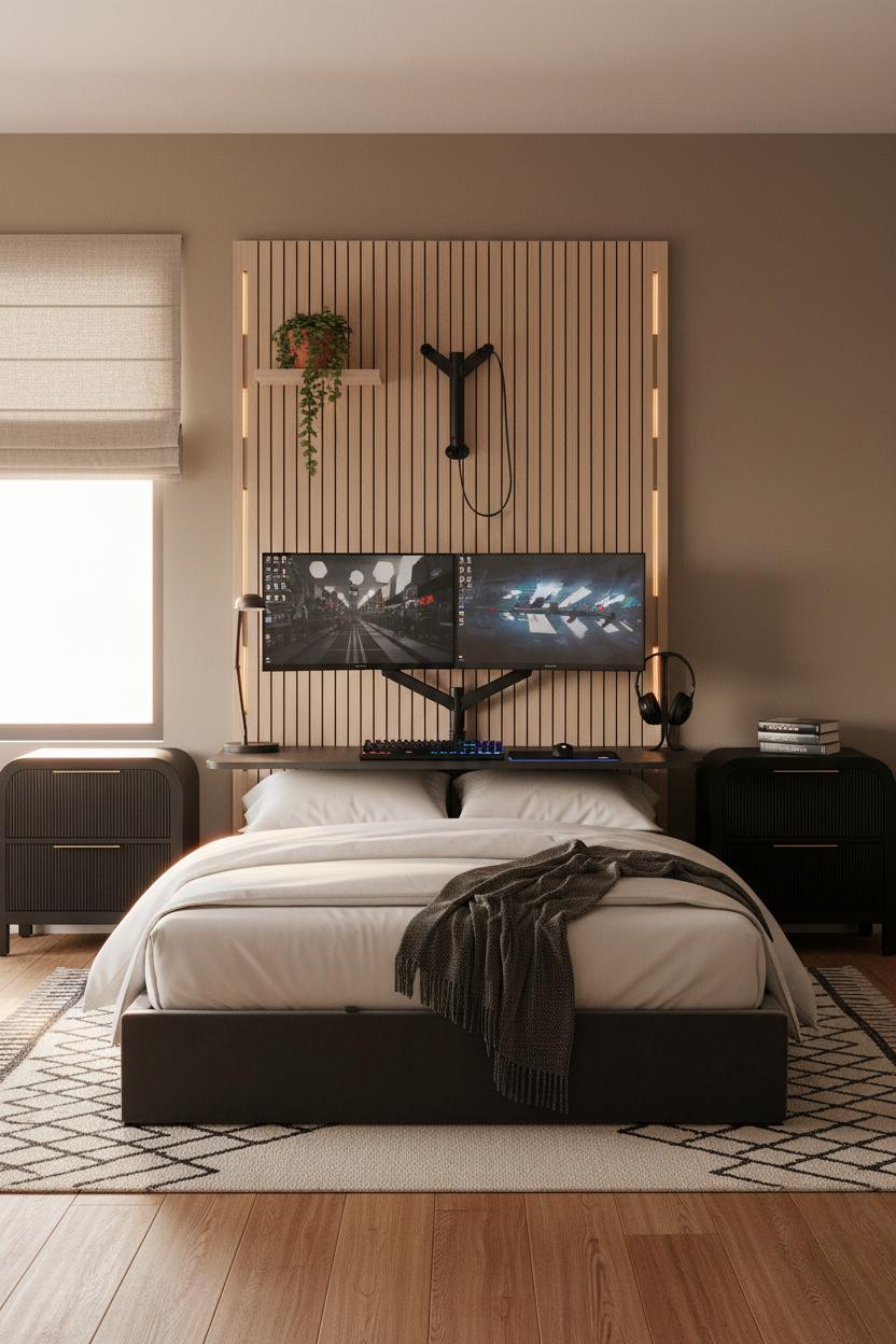 Small Gaming Bedroom Monitor Wall Setup